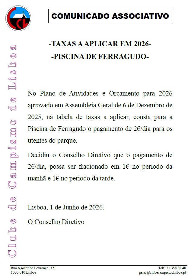 Comunicado Associativo - Piscina